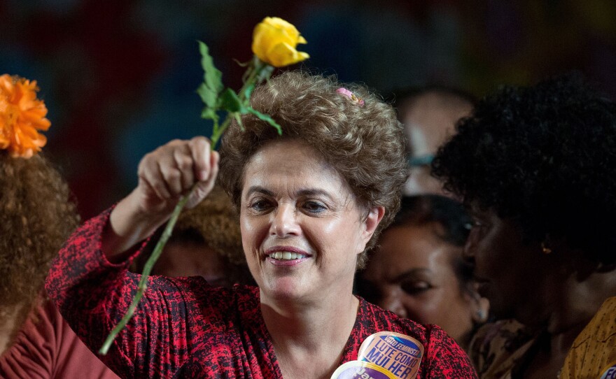 Brazil's former president, Dilma Rousseff, attends a political rally in Rio de Janeiro on Sept. 21. Rousseff, who was jailed for three years in the 1970s as a member of a guerrilla group, was twice elected president in Brazil. She was impeached last month.