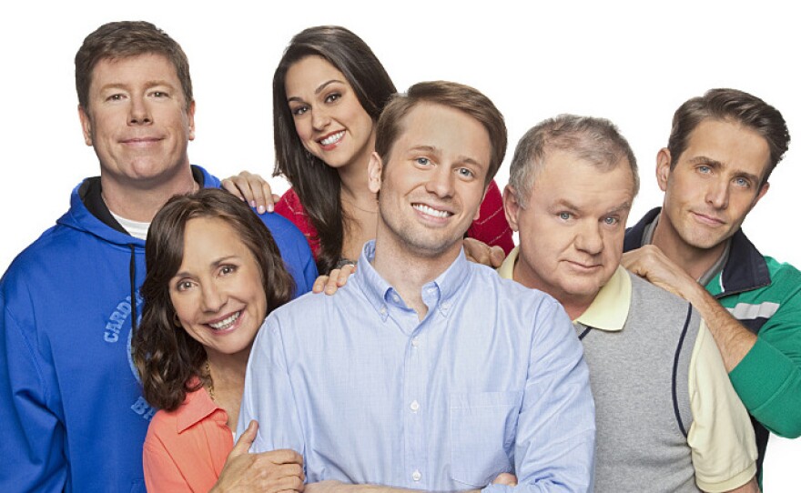 CBS' The McCarthys stars, from left, Jimmy Dunn, Laurie Metcalf, Kelen Coleman, Tyler Ritter, Jack McGee and Joey McIntyre.