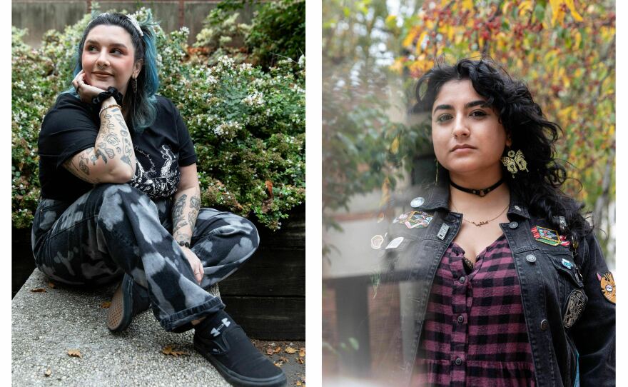 <strong>Left:</strong> "It's important for us to be seen," Emily Broniszewski, a Philly FatCon attendee, said. "We are a majority of the population and yet we are frowned upon for some reason." <strong>Right:</strong> Muntaha 'Muntti' Khalid, who attended Philly FatCon with her friend Victoria Hagan.