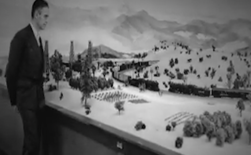 A historic photo of railroading pioneer Minton Cronkhite is shown at the Model Railroad Museum on Oct. 15, 2025 in San Diego, Calif. 