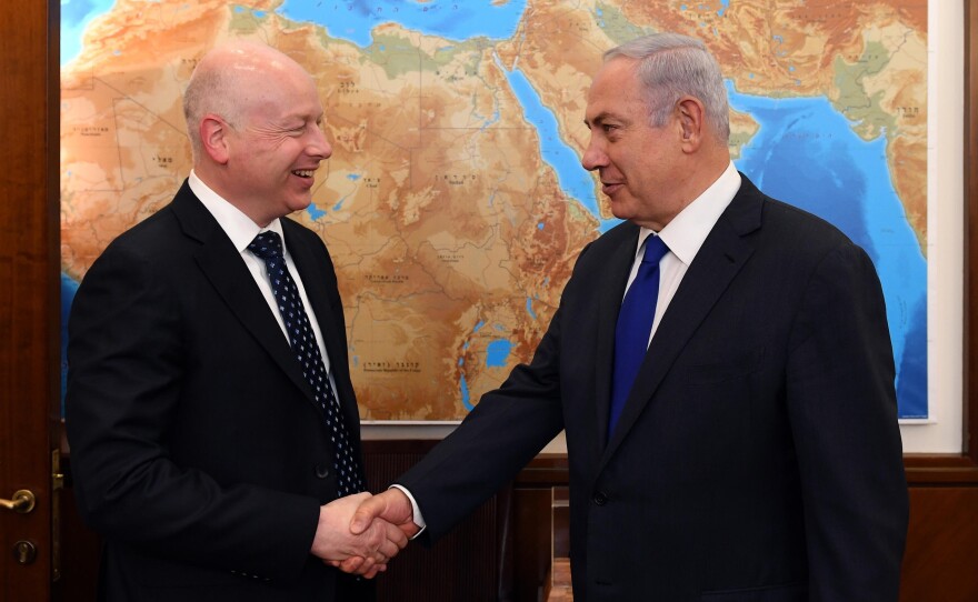 Israel's Prime Minister Benjamin Netanyahu meets President Trump's Middle East envoy Jason Greenblatt in Jerusalem on June 21.