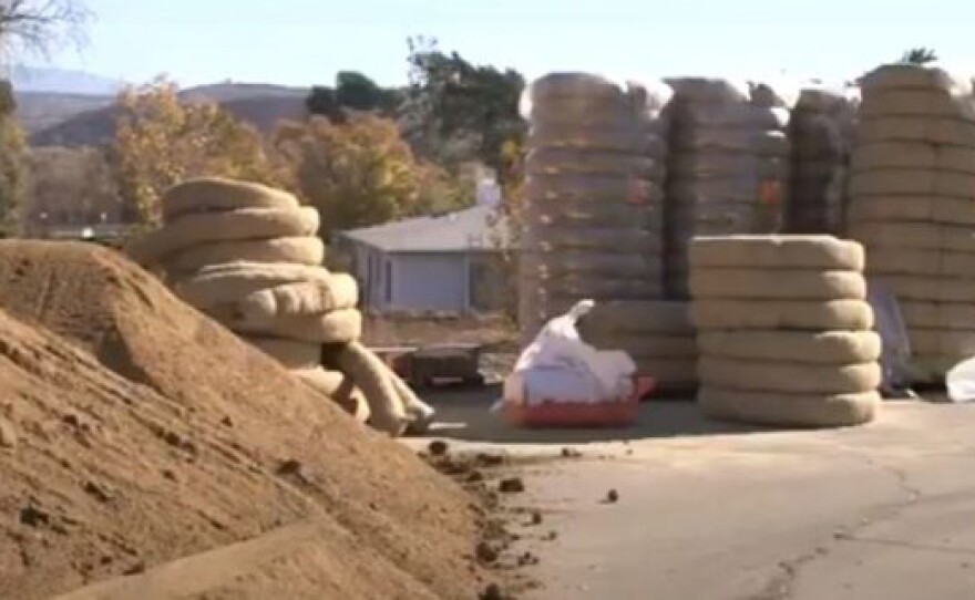 Sand, sandbags and fiber rolls available Sept. 16, 2020, for residents at San Diego County’s Alpine Road Station.