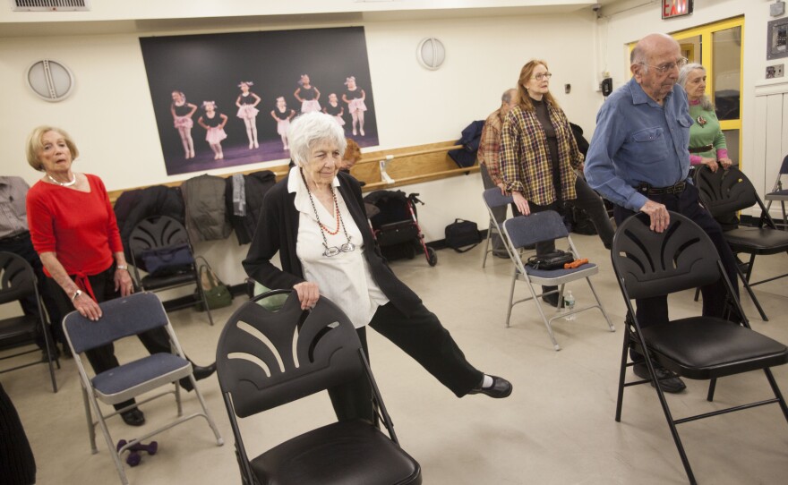 Seniors work out at John David's fitness class at the 92nd Street Y.