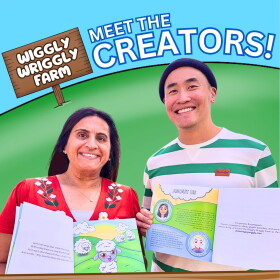 "Your Fluff is Enough" author Rashmi Gandhi and illustrator Darren Oei.