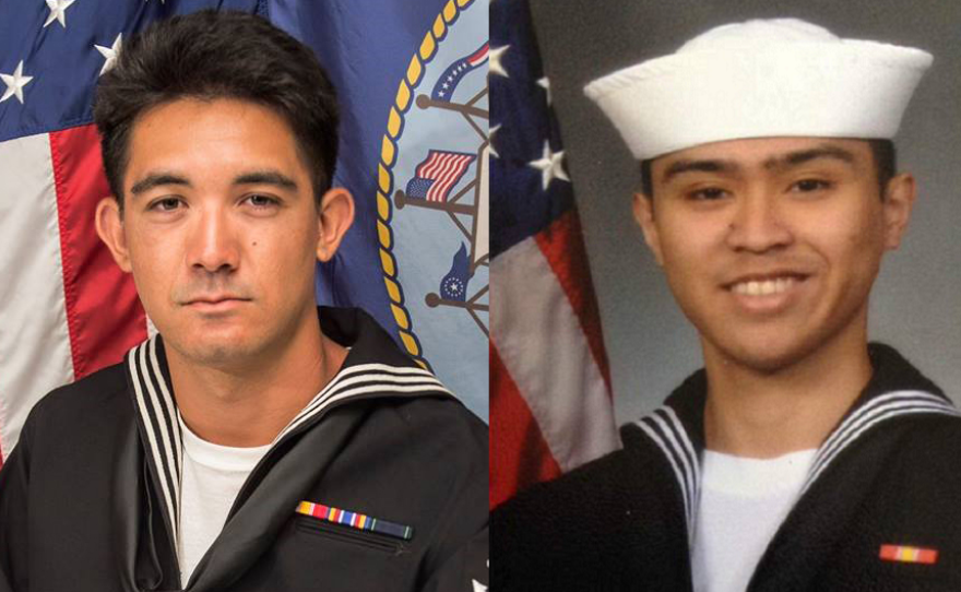 Yeoman 3rd Class Shingo Alexander Douglass (left), 25, from San Diego and Controlman 2nd Class Carlos Victor Ganzon Sibayan (right), 23, from Chula Vista were two of seven Sailors killed when USS Fitzgerald was involved in a collision with the Philippine-flagged merchant vessel ACX Crystal.