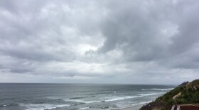 Storm clouds gather over San Elijo State Beach, Dec. 23, 2016