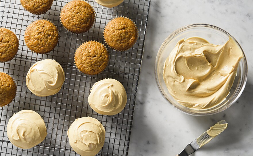 Sweet Potato Cupcakes with Cream Cheese-Caramel Frosting