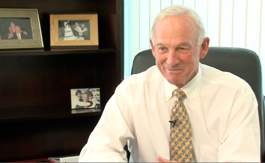 Former Mayor Jerry Sanders in his new office at the San Diego Regional Chamber of Commerce.