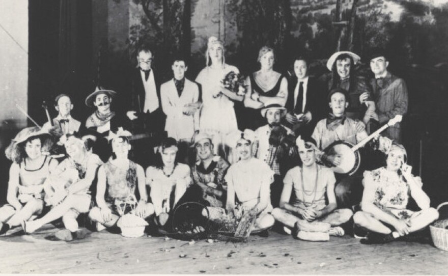 Civic organizations, such as this Lions Club of Mineral Wells, Texas, staged Womanless Weddings as community events and fundraisers, circa 1940.