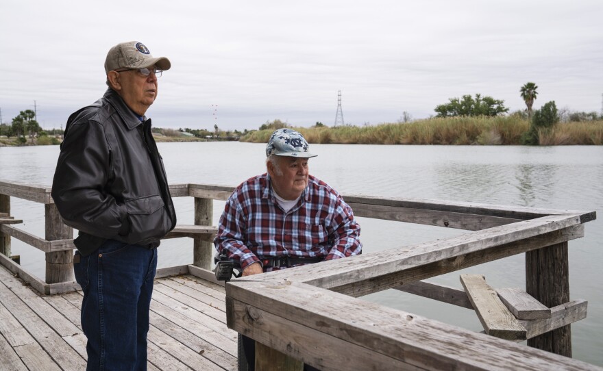 Cousins Rey Anzaldua (left) and Cavazos own a rustic campground in Mission. The government wants to put the wall and a wide patrol zone along the north end of their property. They worry it will drive away his tenants, who may not want to be walled off from the rest of Texas.