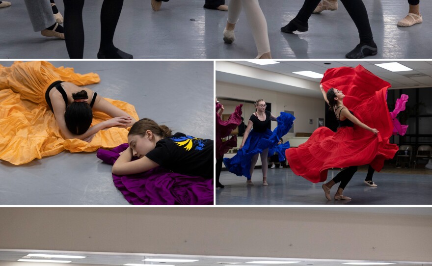 Members of the Voloshky Ukrainian dance ensemble rehearse at the Ukrainian Educational and Cultural Center in Jenkintown, Pennsylvania.