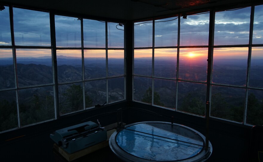 The sun sets over the Gila National Forest. Adam Mendonca, the forest supervisor in the Gila, says he doesn't expect Connors' job to be replaced by a camera or drone soon, but it's important for his agency to look at new technologies that will reduce human exposure to risk in the future.