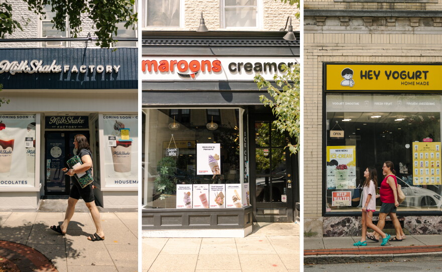 MilkShake Factory, Maroons Creamery and Hey Yogurt are among the many dessert shops in downtown Ridgewood, N.J., which is seeing a shift from retail to services.