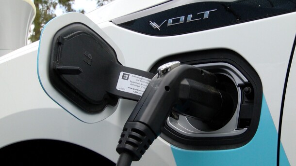 An electric vehicle is being charged, March 28, 2016.