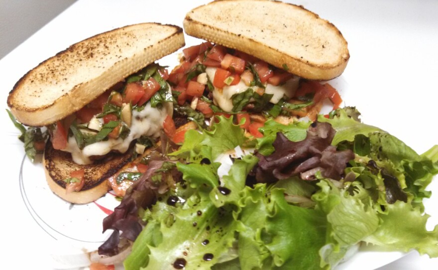 Bowden says his go-to burger is the Bruschetta-bout it Burger, one of his first burger attempts. "I remember biting into it and being like yes, I can make burgers," he said.