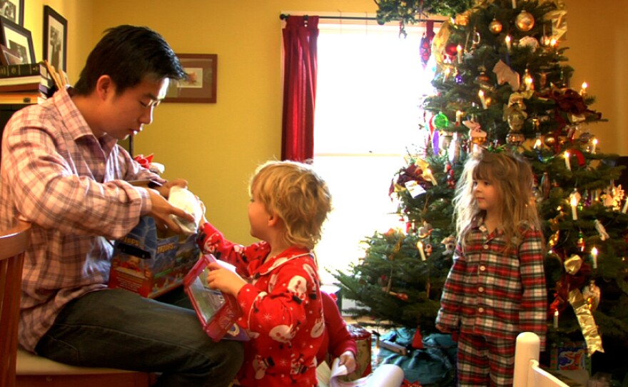 Tom Xia's first Christmas at the Jones home, with Finley and Tessa.