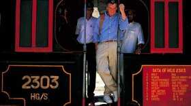 Michael Palin on the footplate, Khyber Railway