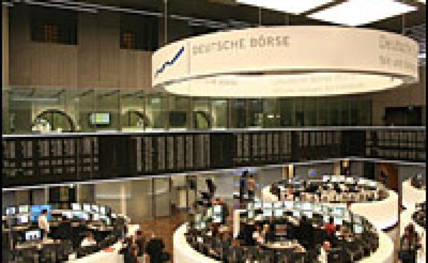 The Frankfurt Stock Exchange (pictured) soared on Oct. 13, a day after Europe unveiled a $2 trillion bank rescue plan.