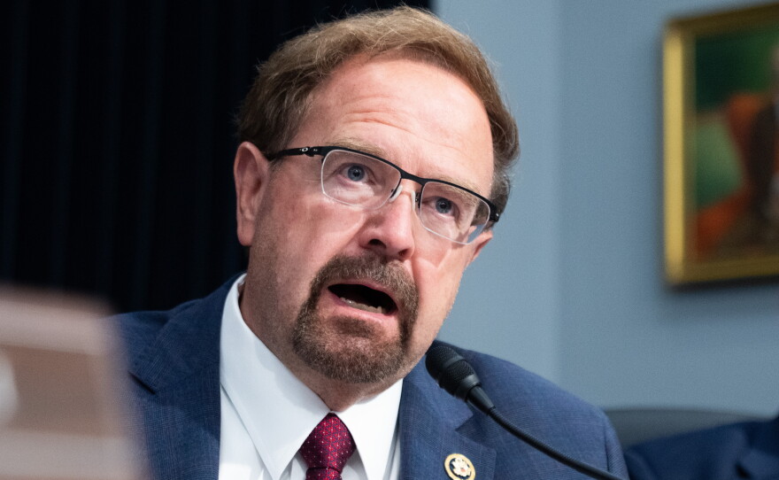 Rep. Chuck Edwards, R-N.C., speaks during a House hearing on June 2, 2026. Edwards was investigated by the House Ethics Committee over allegations he sexually harassed members of his staff.
