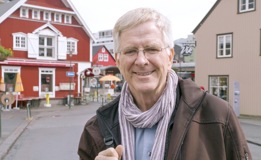Rick Steves at Ingólfstorg in Reykjavík, Iceland.