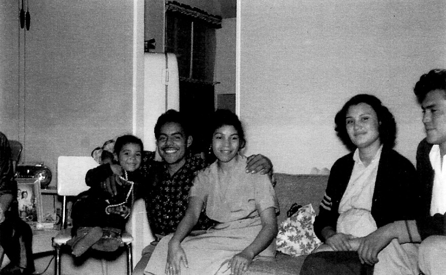 A Christmas gathering with friends in the Rio Linda home of Maria Eugenia Trillo (left) with her parents Manuel and Maria in 1953.