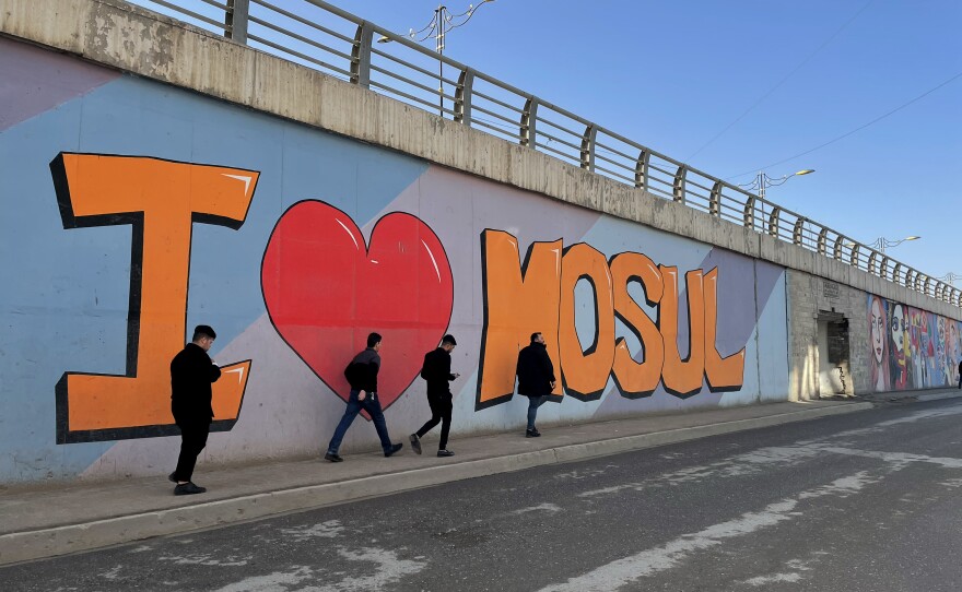 Colorful murals have sprung up in parts of Mosul since the ouster of ISIS.