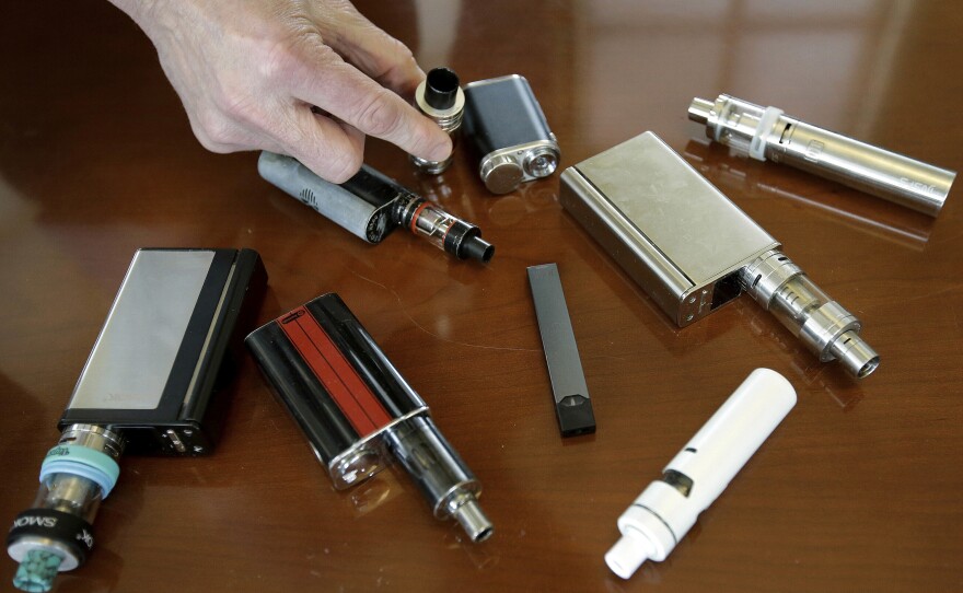 Vaping devices now come in many shapes and sizes; these were confiscated from students by a high school principal in Massachusetts in 2018.