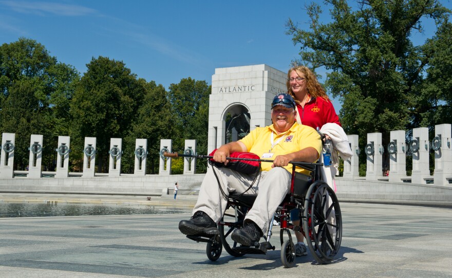 Veterans who came to Washington Tuesday to see the World War II Memorial on the National Mall were able to complete their visit, although the memorial — like other federal museums and memorials — was officially closed to the public.