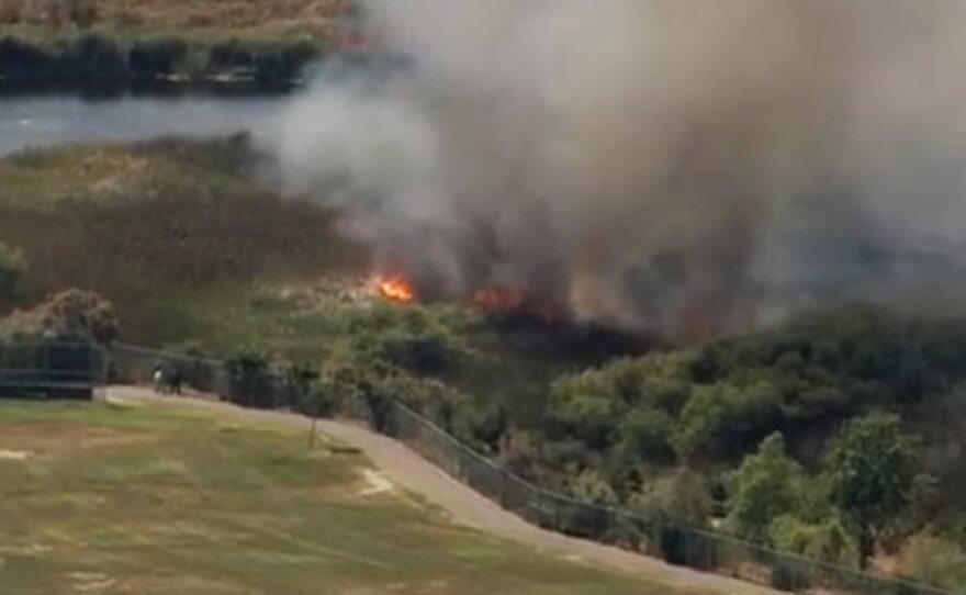 A brush fire on the 15000 block of Dove Creek Road in Forest Ranch, May 26, 2016.