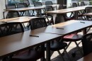 Empty chairs in a classroom at Crawford High School in the San Diego Unified School District on Monday, Aug. 12, 2024.