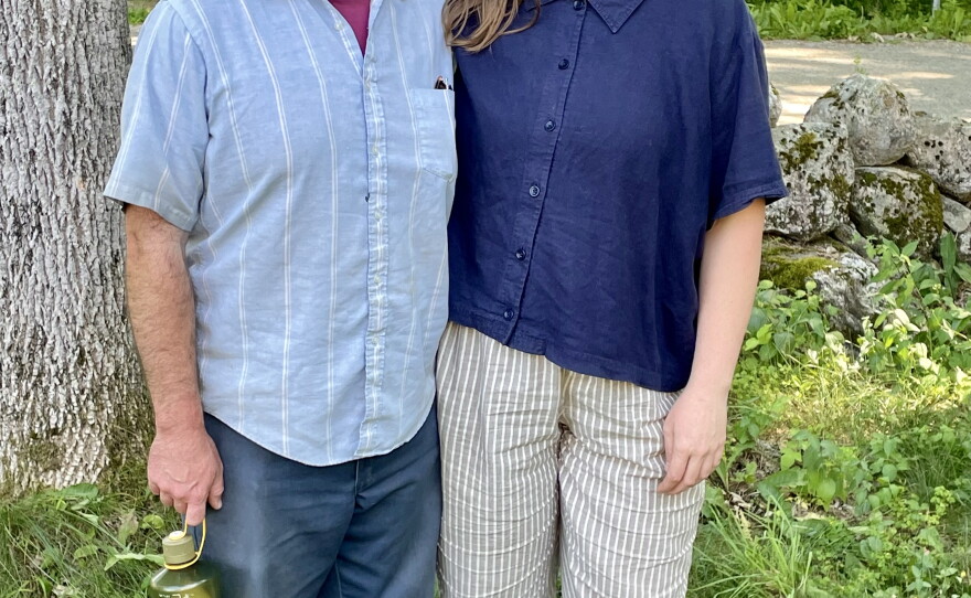 Ed Vlcek and Bailey Romaine. The Bristol, Maine couple is expecting their first child in January 2027.