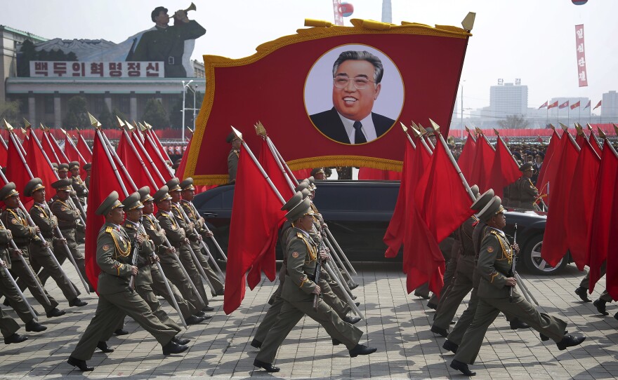 Founder Kim Il Sung's birthday is usually commemorated by displays of military fanfare and the nation's ordnance.