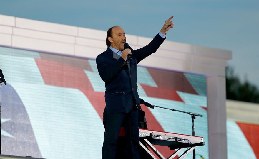 Lee Greenwood sings during the inauguration concert.