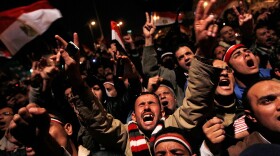 Anti-government protesters rally after a speech by Egyptian President Hosni Mubarak in Tahrir Square February 10, 2011 in Cairo, Egypt. 