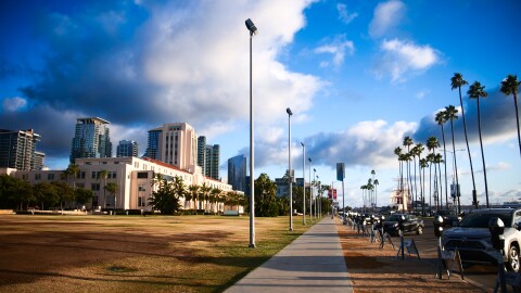 A view from the north side of the county admin building and the harbor is shown in this undated photo.