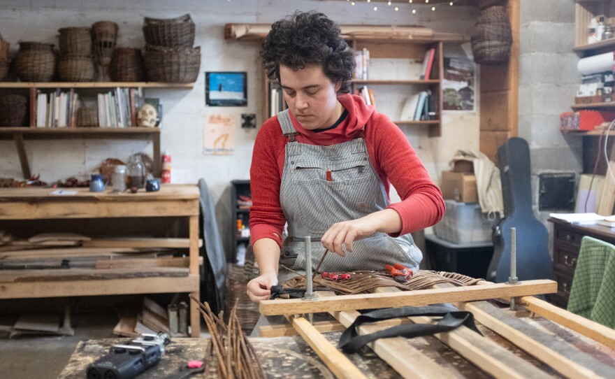 Mary Lauren Fraser is an artisan in Massachusetts who has been weaving caskets for 11 years.