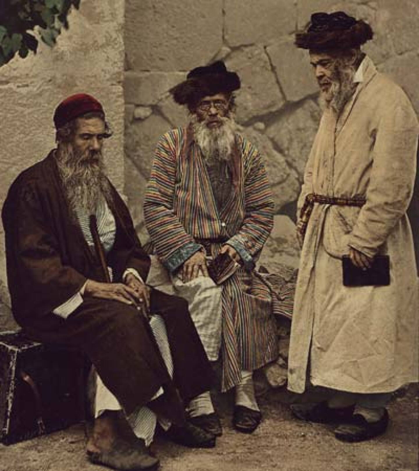 Spiritual Jews from the first Aliyah (migration wave) in Jerusalem gather for prayer. Jews fled Eastern Europe after the assassination of Czar Alexander II and the rise of pogroms in 1881. Most went to America, but 2-3 percent went to Palestine.