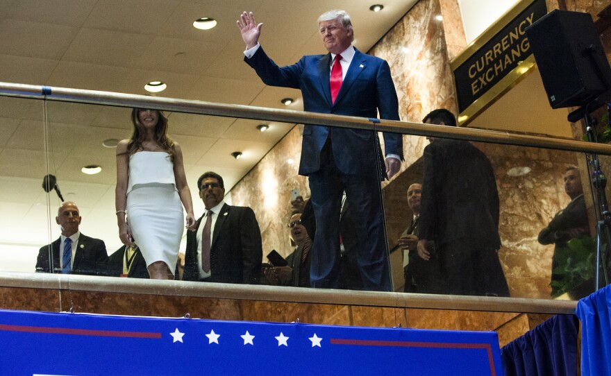 Donald Trump arrives at a press event to announce his candidacy for presidency at Trump Tower on June 16, 2015 in New York City. Trump announced he would run with his own money.