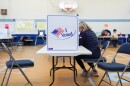 A person votes Tuesday in the Virginia redistricting referendum at a polling place in Alexandria.