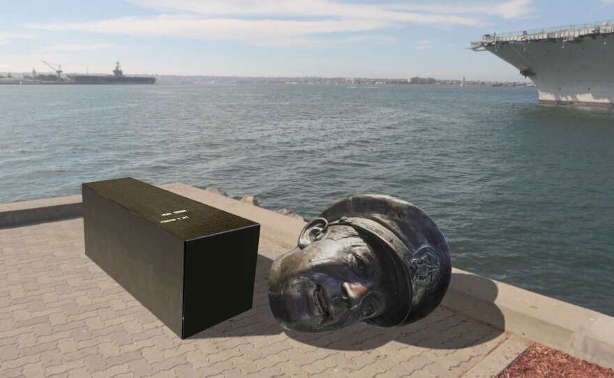 A still from one of filmmaker Evan Apodaca's short films, "Imperial Hub," which is part of his Monumental Interventions project.