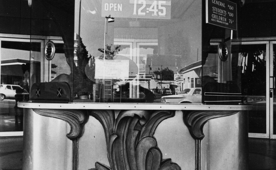 A photograph from Ave Pildas' box office series on view at the Joseph Bellows Gallery in La Jolla.