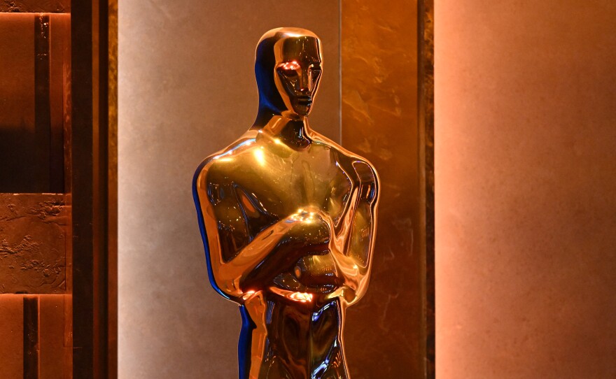 An Oscar statue at the Ray Dolby Ballroom in Los Angeles on Jan. 9, 2024.
