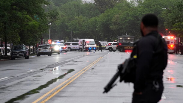Police and members of the Secret Service block streets around the White House, Saturday, May 23, 2026, in Washington, D.C.