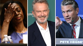 From left: Erica Schwartz, Sam Neill, Pete Hegseth.