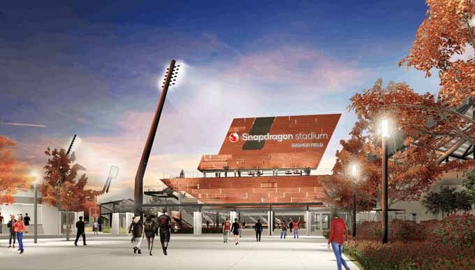 A rendering of Snapdragon Stadium released by Qualcomm on Dec. 6, 2021.