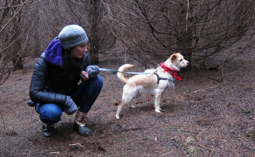 Juno DeMelo and her not-so-great-at-truffle-hunting dog, Winston.