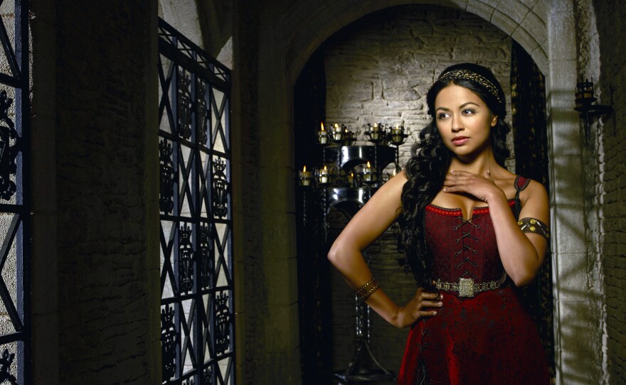 Karen David stars as Isabella Maria Lucia Elizabetta of Valencia on the musical farce Galavant.