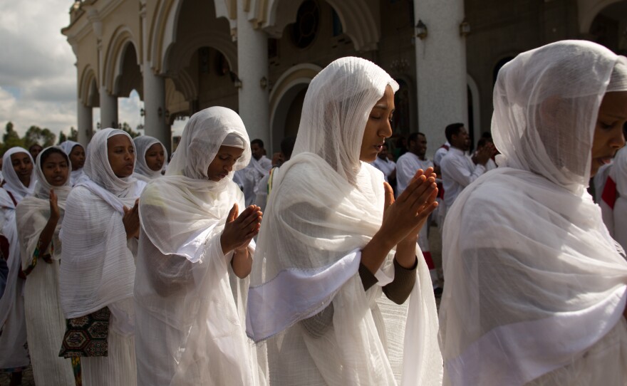 Participants sing during a wedding ceremony at Bole Medhane Alem (Savior of the World) Cathedral in Addis Ababa, Ethoipia. It's Africa's largest Orthodox Church, and its message on contraceptive devices is clear: Not permitted.