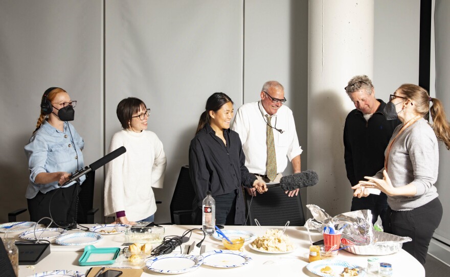 NPR journalists share their dishes for alternative Thanksgiving staples. From left to right: Alina Selyukh, Camila Domonoske, Mary Yang, Scott Horsley, Uri Berliner and Stacey Vanek Smith.