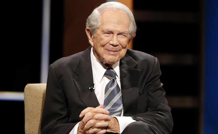 Pat Robertson speaks during a forum at Regent University in Virginia Beach, Va., in 2015. Robertson was a religious broadcaster who turned a tiny Virginia station into the global Christian Broadcasting Network, tried a run for president and helped make religion central to Republican Party politics in America through his Christian Coalition.
